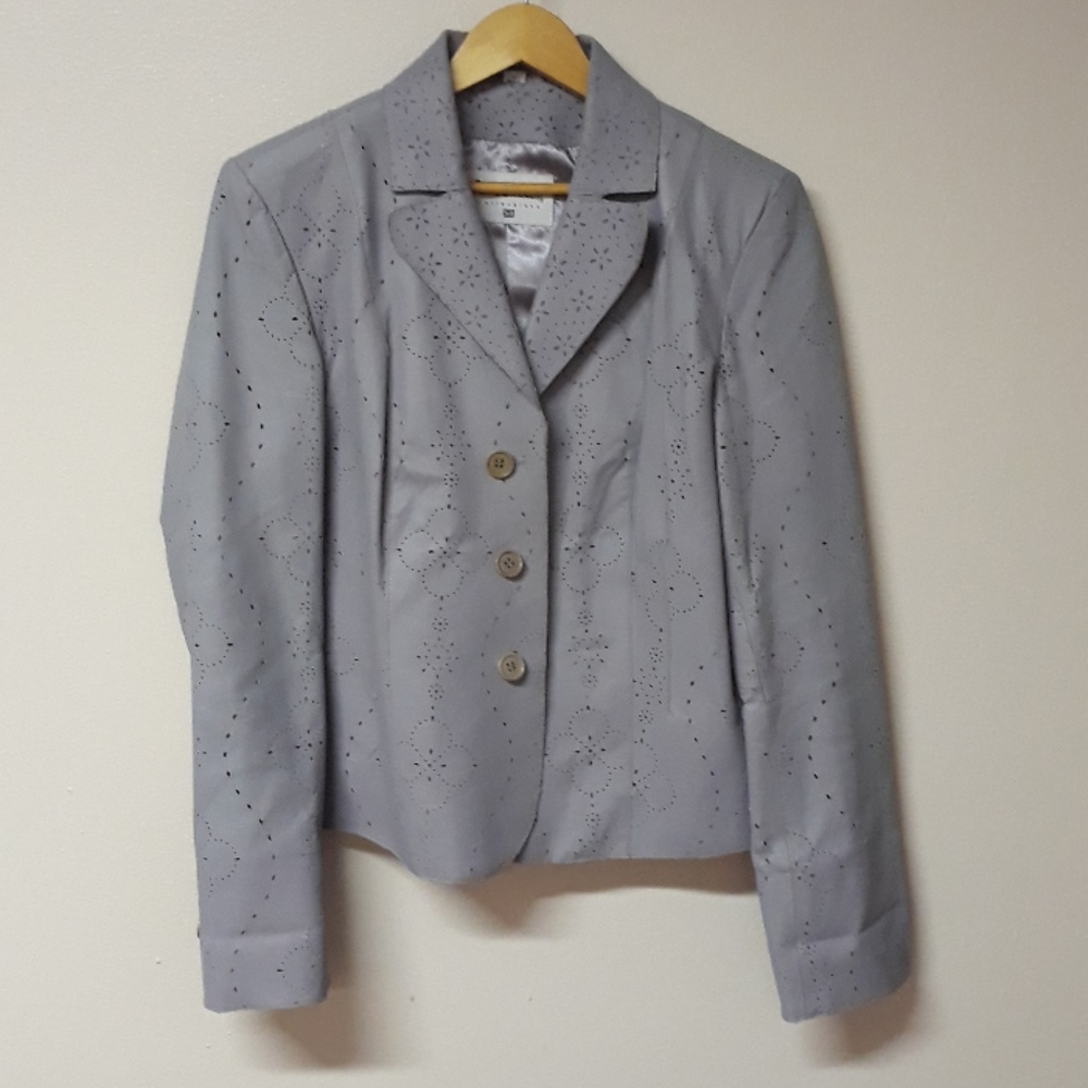 Pamela McCoy lavender laser cut leather jacket